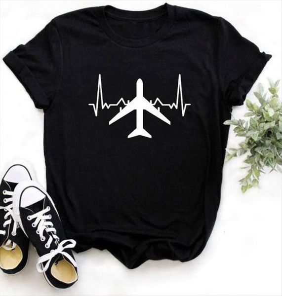 airplane heartbeat print short sleeve womens o neck loose ladies summer fashion tee clothes mujer, White
airplane heartbeat print short sleeve womens o neck loose ladies summer fashion tee clothes mujer, White