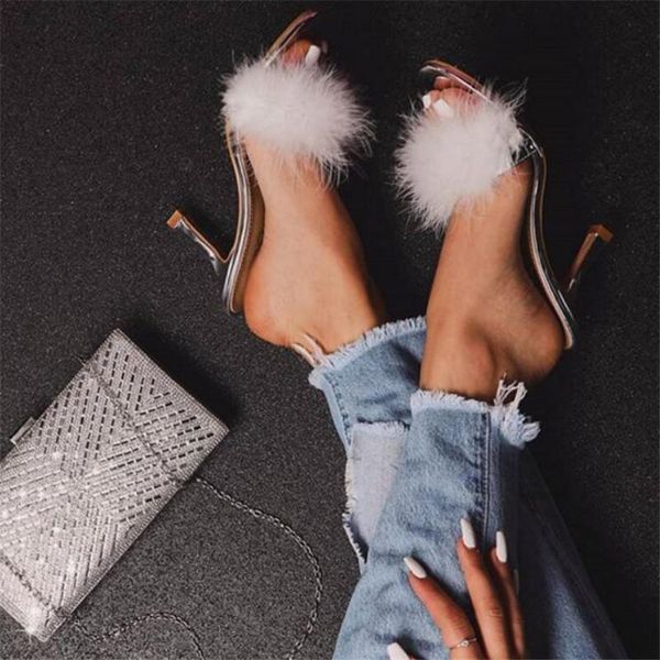 slippers woman feather transparent high heels fur sandals women peep toe mules lady pumps slides white size 35-41, Black
slippers woman feather transparent high heels fur sandals women peep toe mules lady pumps slides white size 35-41, Black