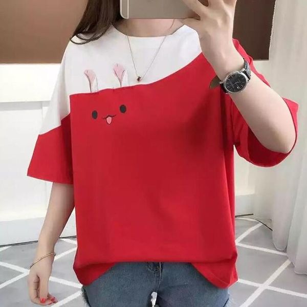 fashion t shirt woman summer patchwork short sleeve o neck casual women loose soft tshirt streetwear women's t-shirt, White
fashion t shirt woman summer patchwork short sleeve o neck casual women loose soft tshirt streetwear women's t-shirt, White
