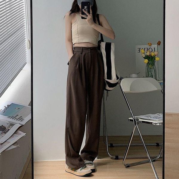women's pants & capris qweek vintage elegant casual brown wide leg women korean fall fashion high waist black loose straight trousers f, Black;white
women's pants & capris qweek vintage elegant casual brown wide leg women korean fall fashion high waist black loose straight trousers f, Black;white