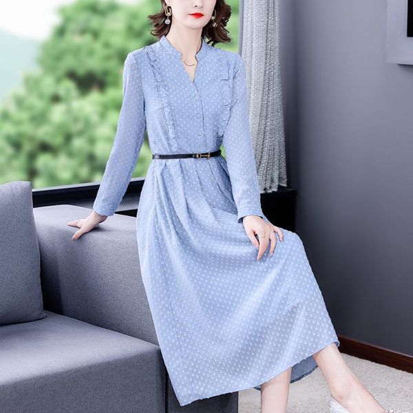 casual dresses women blue polka dot elegant midi autumn winter jacquard dress 2021 office lady, Black;gray
casual dresses women blue polka dot elegant midi autumn winter jacquard dress 2021 office lady, Black;gray