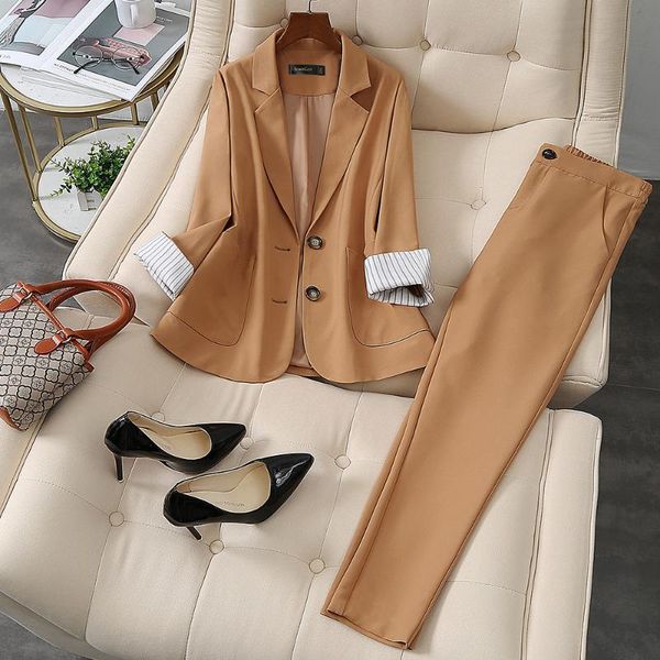 women's suits & blazers office lady 2 pieces sets solid black elegant single breasted pencil pant and ankle-length pants trousers, White;black
women's suits & blazers office lady 2 pieces sets solid black elegant single breasted pencil pant and ankle-length pants trousers, White;black