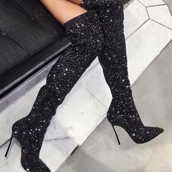 boots arrival bling black over the knee slim fit long glittering crystal metal thin high heel thigh dress
boots arrival bling black over the knee slim fit long glittering crystal metal thin high heel thigh dress