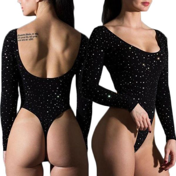 women's jumpsuits & rompers spring autumn backless glitter bodysuit women 2021 leotard long sleeve stretch rhinestone slim jumpsuit top, Black;white
women's jumpsuits & rompers spring autumn backless glitter bodysuit women 2021 leotard long sleeve stretch rhinestone slim jumpsuit top, Black;white