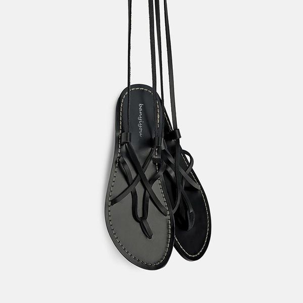 sandals 2021summer flats fairy style flat with ankle strap lace-up flip flops shoes woman bohemia vacation beach slides sandalia, Black
sandals 2021summer flats fairy style flat with ankle strap lace-up flip flops shoes woman bohemia vacation beach slides sandalia, Black