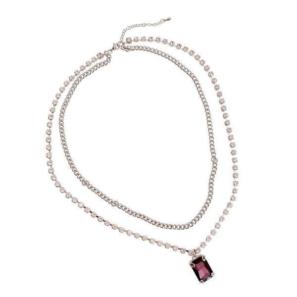 pendant necklaces double layer superimposed artificial purple square gem necklace advanced clavicle chain women, Silver
pendant necklaces double layer superimposed artificial purple square gem necklace advanced clavicle chain women, Silver