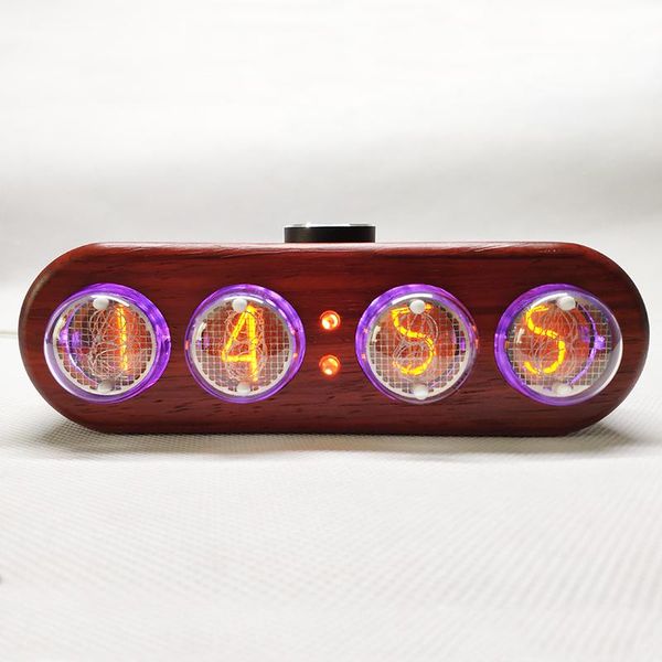 light beads clock in4 glow tube solid wood table timekeeping alarm