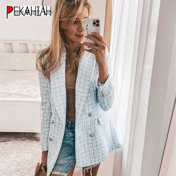 za blue tweed blazer women fashion turn-down collar double breasted suit coat female office casual outerwear 211019, White;black
za blue tweed blazer women fashion turn-down collar double breasted suit coat female office casual outerwear 211019, White;black