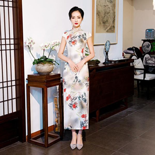 elegant women print floral traditional chinese dress short sleeve double satin cheongsam bride wedding party straight qipao gown ethnic clot, Red
elegant women print floral traditional chinese dress short sleeve double satin cheongsam bride wedding party straight qipao gown ethnic clot, Red