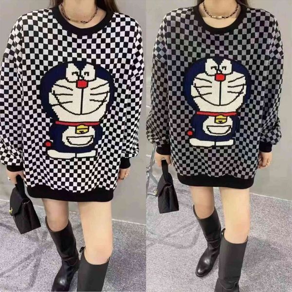 hoodies 2021 autumn winter chessboard lattice robot cat sweater women's european embroidery doraemon versatile round neck top, Black
hoodies 2021 autumn winter chessboard lattice robot cat sweater women's european embroidery doraemon versatile round neck top, Black
