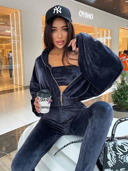 women's two piece pants sifreyr autumn winter velvet tracksuit women zip up long sleeve crop and high waist slim casual set outfits, White
women's two piece pants sifreyr autumn winter velvet tracksuit women zip up long sleeve crop and high waist slim casual set outfits, White