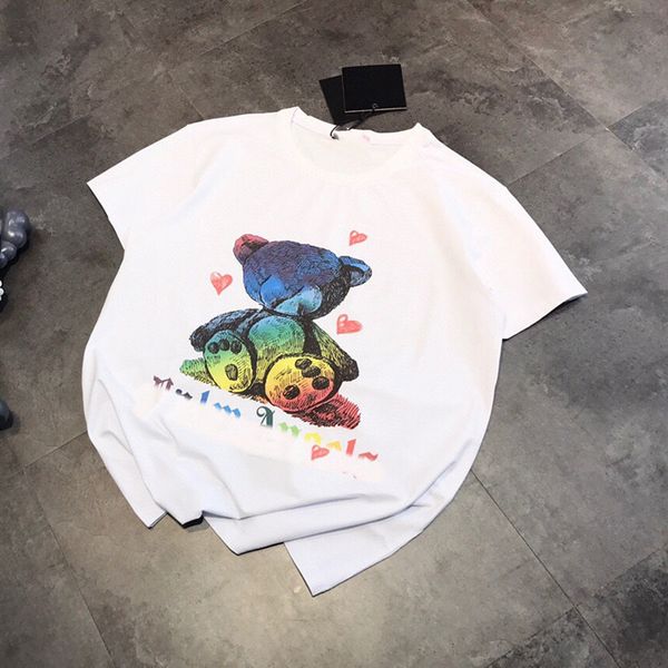 21ss fashion men's and women's cartoon bear print t-shirt couple's loose casual round neck short sleeve top, White
21ss fashion men's and women's cartoon bear print t-shirt couple's loose casual round neck short sleeve top, White