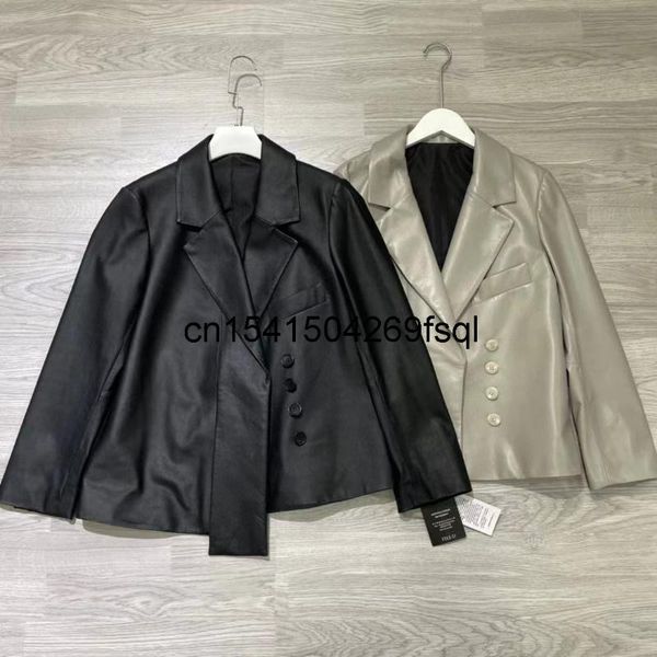 women's leather & faux genuine jacket women sheepskin coat 2021 autumn winter fashion turn down collar long sleeves ladies, Black
women's leather & faux genuine jacket women sheepskin coat 2021 autumn winter fashion turn down collar long sleeves ladies, Black