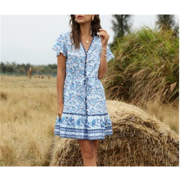 v-neck 2021 beach spring and summer new sleeve short skirt bohemian dress for women, White;black
v-neck 2021 beach spring and summer new sleeve short skirt bohemian dress for women, White;black