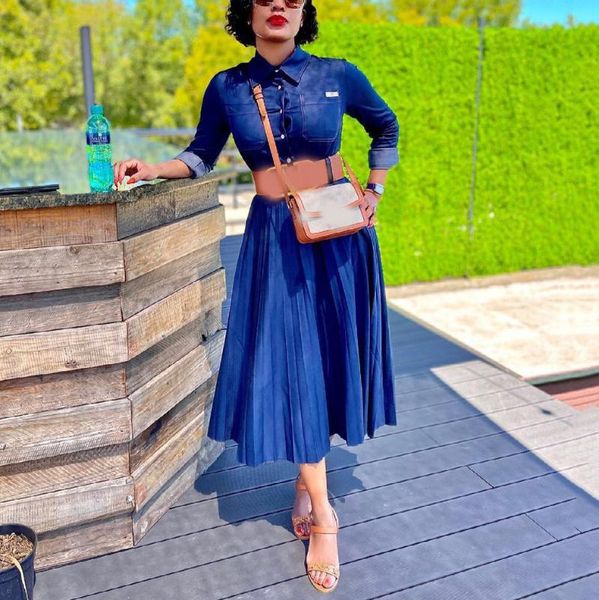 casual dresses jeans dress for women 2021 summer african pleated high waist mid calf elegant evening night party vestidos midi, Black;gray
casual dresses jeans dress for women 2021 summer african pleated high waist mid calf elegant evening night party vestidos midi, Black;gray