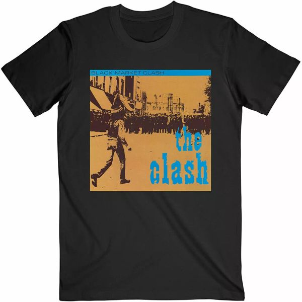 black the clash black market licensed men t-shirt, White;black