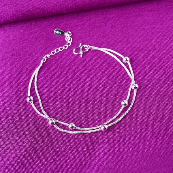 link, chain adjustable double layer 925 sterling silver snake charm bracelets & bangles anklet for women wedding party jewelry a178, Black
link, chain adjustable double layer 925 sterling silver snake charm bracelets & bangles anklet for women wedding party jewelry a178, Black