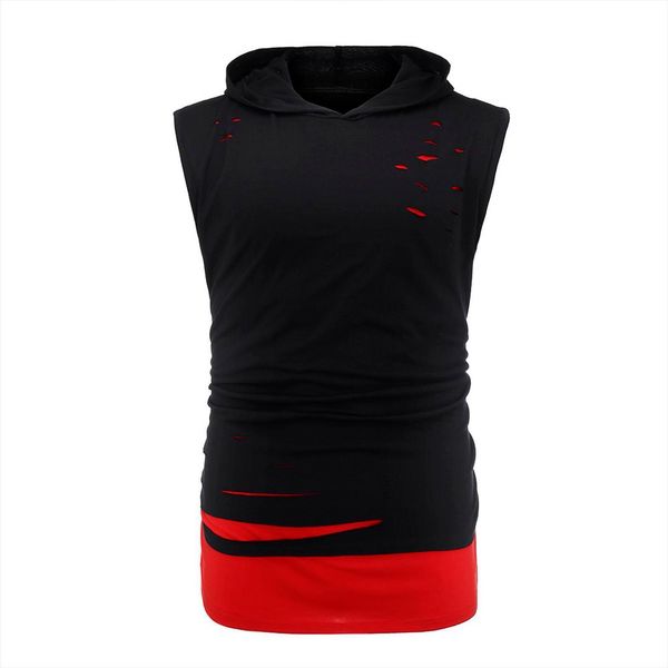 men fashion casual double layer ripped hole hooded sleeveless vest jacket summer retro high street tank, White;black
men fashion casual double layer ripped hole hooded sleeveless vest jacket summer retro high street tank, White;black