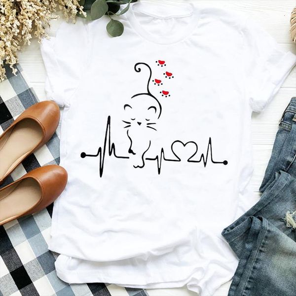 and women lady cat mens heartbeat womens love casual kawai 90s style print tee clothes female graphic, White;black
and women lady cat mens heartbeat womens love casual kawai 90s style print tee clothes female graphic, White;black