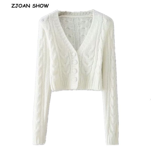 women's knits & tees vintage french v neck twist stripes shaggy knitted cardigan cropped woman sweater trim long sleeve short jump, White
women's knits & tees vintage french v neck twist stripes shaggy knitted cardigan cropped woman sweater trim long sleeve short jump, White
