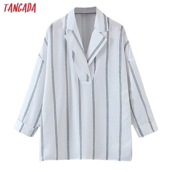 women's blouses & shirts tangada women retro oversized striped print blouse long sleeve chic female casual loose shirt blusas femininas, White
women's blouses & shirts tangada women retro oversized striped print blouse long sleeve chic female casual loose shirt blusas femininas, White