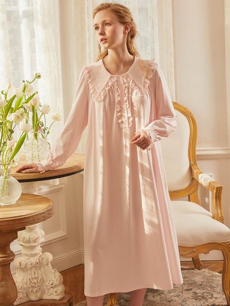 nightgown sleepwear cotton long sleeve autumn night gown elegant women pink white women's, Black;red
nightgown sleepwear cotton long sleeve autumn night gown elegant women pink white women's, Black;red