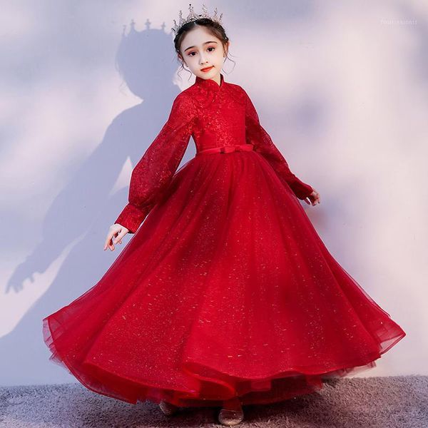 girl's dresses flower girl illusion embroidery sequined beading princess full luxury floor-length tulle lace high kids party gown h2181, Red;yellow
girl's dresses flower girl illusion embroidery sequined beading princess full luxury floor-length tulle lace high kids party gown h2181, Red;yellow