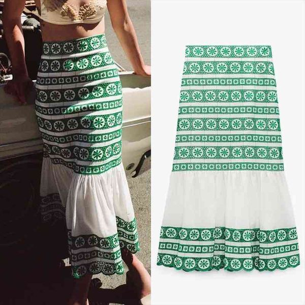 women skirt za green long skirts woman high waist ruffle midi summer skirt vintage embroidered cut out boho beach skirts, Black
women skirt za green long skirts woman high waist ruffle midi summer skirt vintage embroidered cut out boho beach skirts, Black
