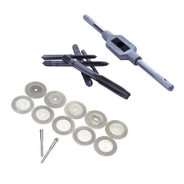 10pcs 16mm diamond cut off disc wheel & 6pcs hand screw thread metric plug tap set m3-m8 with adjustable wrench tools
10pcs 16mm diamond cut off disc wheel & 6pcs hand screw thread metric plug tap set m3-m8 with adjustable wrench tools