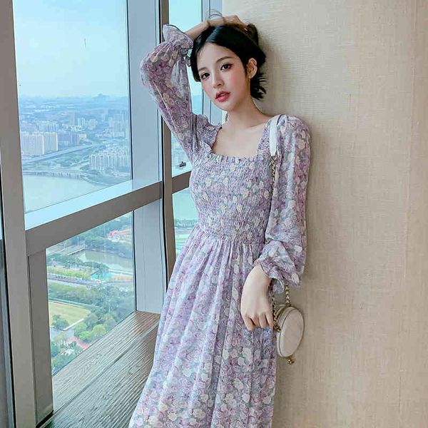 female floral molasses long chiffon square turtleneck party bohe beach dress 2021 spring, Black;gray
female floral molasses long chiffon square turtleneck party bohe beach dress 2021 spring, Black;gray