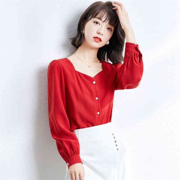 fashion chiffon shirt women spring women's korean style long-sleeved temperament design western blouse 210520, White
fashion chiffon shirt women spring women's korean style long-sleeved temperament design western blouse 210520, White