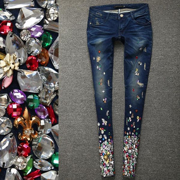 size 25-29 women luxury rhinestones diamond denim jeans 2021 colorful pencil slim trousers women's, Blue
size 25-29 women luxury rhinestones diamond denim jeans 2021 colorful pencil slim trousers women's, Blue