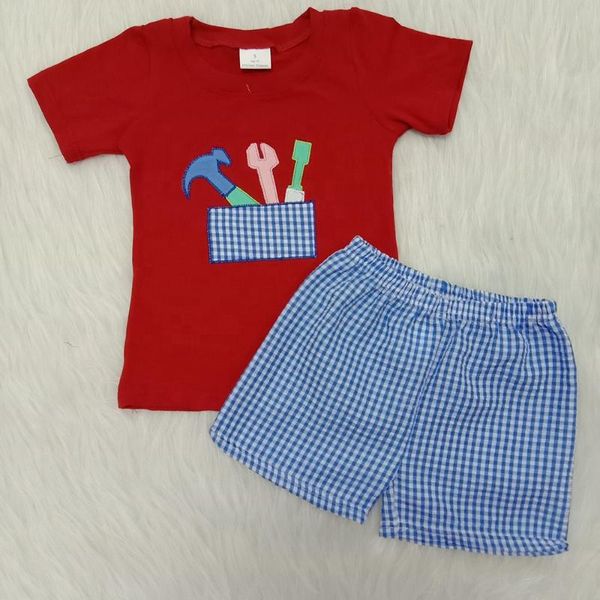 clothing sets wholesale children summer outfit red tool short sleeve embroidery toolbox shirts baby boy blue plaid tartan shorts, White
clothing sets wholesale children summer outfit red tool short sleeve embroidery toolbox shirts baby boy blue plaid tartan shorts, White