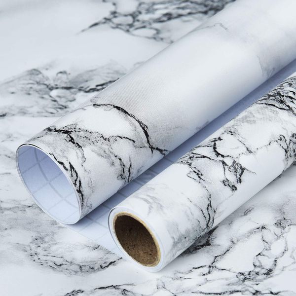 

Art3d 17.7inx78.7in Marble Contact Wallpaper Countertops - Self Adhesive Drawer Liner Waterproof, Peel and Stick, Easily Removable, Blue