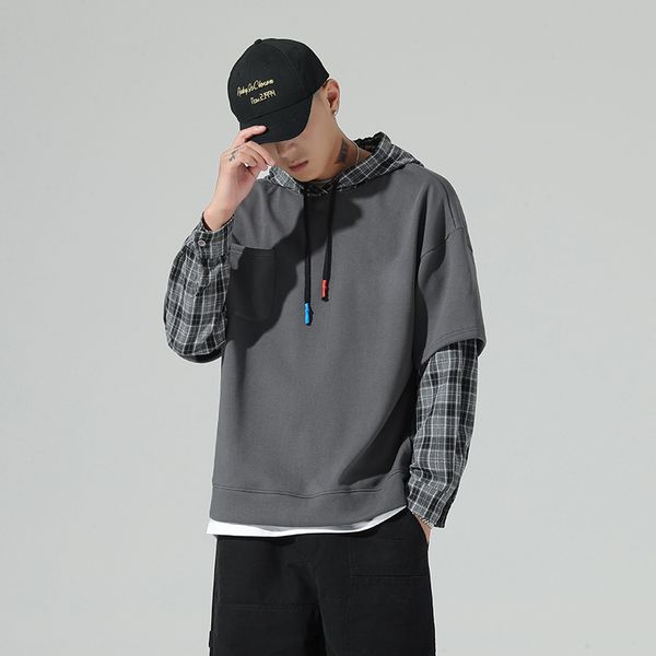 men spring autumn fashion casual sweatshirt hoodies men england style plaid loose fit streetwear chic plus size men clothing, Black
men spring autumn fashion casual sweatshirt hoodies men england style plaid loose fit streetwear chic plus size men clothing, Black