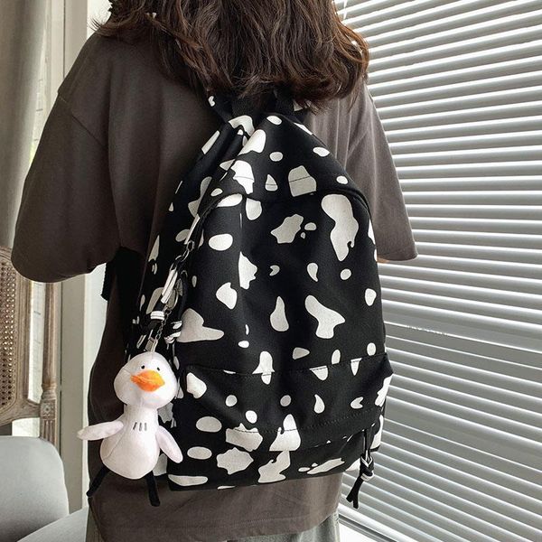 backpack cow milk print for women canvas large capacity students school bag teenager girls fashion rucksack with pendant
backpack cow milk print for women canvas large capacity students school bag teenager girls fashion rucksack with pendant