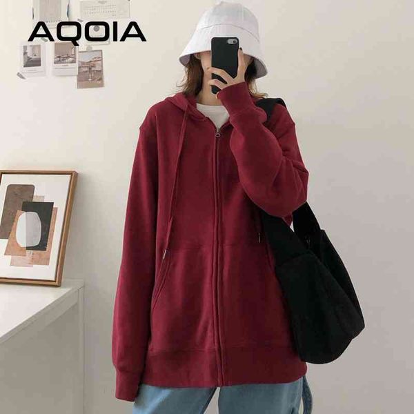 casual zip-up loose womens hoodies sweatshirt solid color women oversize thin autumn ins fashion female 210521, Black
casual zip-up loose womens hoodies sweatshirt solid color women oversize thin autumn ins fashion female 210521, Black