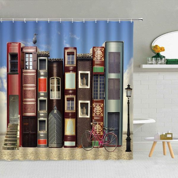 printing creative retro book library waterproof shower curtain polyester fabric bath screen with hooks decor curtains
printing creative retro book library waterproof shower curtain polyester fabric bath screen with hooks decor curtains