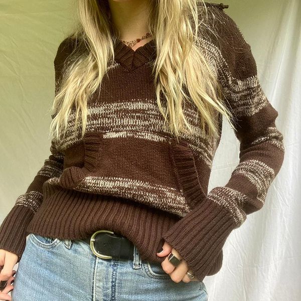 women's sweaters doury women striped hooded sweater casual adults long sleeve knitwear with pocket brown y2k pullovers winter clothes j, White;black
women's sweaters doury women striped hooded sweater casual adults long sleeve knitwear with pocket brown y2k pullovers winter clothes j, White;black