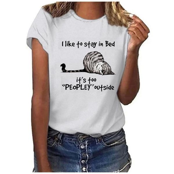 women's t-shirt letters shirt -i life to stay in bed it's too peopley outside- summer tshirt the sleeping cat print harajuku mujer, White
women's t-shirt letters shirt -i life to stay in bed it's too peopley outside- summer tshirt the sleeping cat print harajuku mujer, White