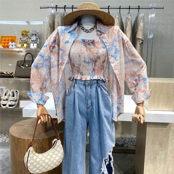 women's blouses & shirts 2021 retro print sunblock foreign style all-match long sleeves lapel shirt + pleated suspenders vest two suits, White
women's blouses & shirts 2021 retro print sunblock foreign style all-match long sleeves lapel shirt + pleated suspenders vest two suits, White