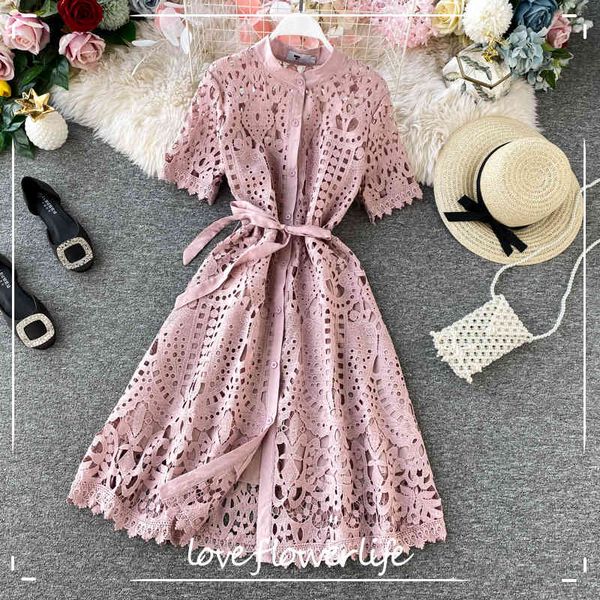 lace hollow out solid women dress bandage bow spring summer dresses high waist a-line short sleeve vestidos 210521, Black;gray
lace hollow out solid women dress bandage bow spring summer dresses high waist a-line short sleeve vestidos 210521, Black;gray
