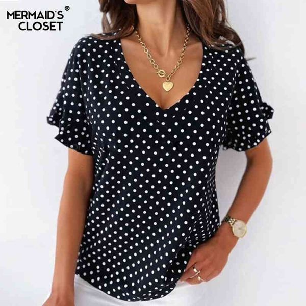 women's knits & tees summer v neck polka dot blouses women 2021 casual short ruffles sleeve work blouse ladies chic office purple, White
women's knits & tees summer v neck polka dot blouses women 2021 casual short ruffles sleeve work blouse ladies chic office purple, White