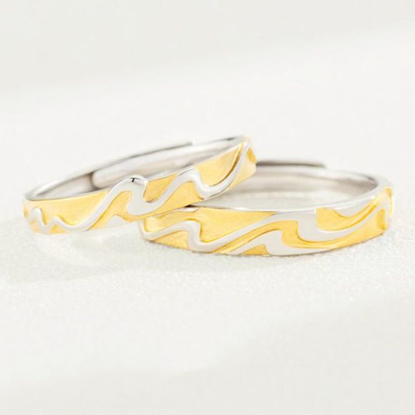 cluster rings sole memory yellow drip glaze wavy sweet romantic couple ring 925 sterling silver female resizable opening sri452, Golden;silver
cluster rings sole memory yellow drip glaze wavy sweet romantic couple ring 925 sterling silver female resizable opening sri452, Golden;silver