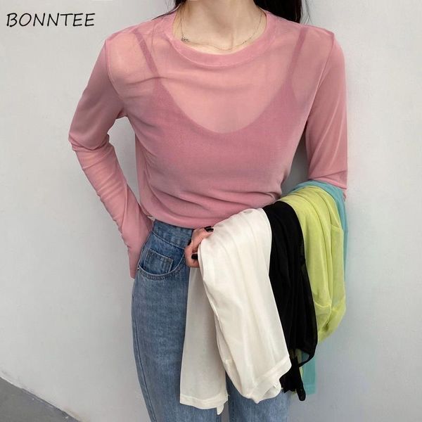 women's t-shirt long sleeve t-shirts women summer thin mesh basic solid fashion chic elegant slim leisure streetwear ulzzang o-neck coz, White
women's t-shirt long sleeve t-shirts women summer thin mesh basic solid fashion chic elegant slim leisure streetwear ulzzang o-neck coz, White