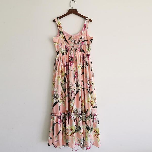 casual dresses runway fashion summer women 2021 spaghetti strap lily flower print bandage ruffles long dress, Black;gray
casual dresses runway fashion summer women 2021 spaghetti strap lily flower print bandage ruffles long dress, Black;gray