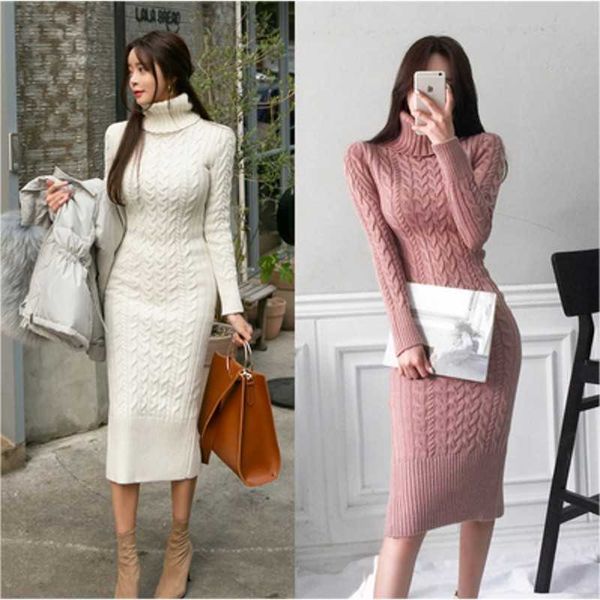 women knitted sweater dress korean autumn winter high collar twist warm slim long female 210531, Black;gray
women knitted sweater dress korean autumn winter high collar twist warm slim long female 210531, Black;gray