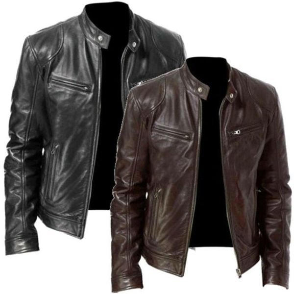 men's jackets 2021 spring and autumn zipper cardigan leather jacket pocket decoration pu stand collar slim, Black;brown
men's jackets 2021 spring and autumn zipper cardigan leather jacket pocket decoration pu stand collar slim, Black;brown