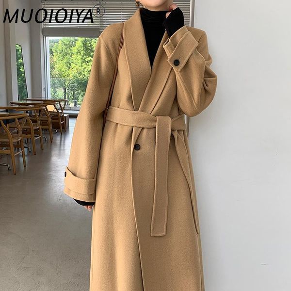 women's wool & blends women minimalist long woolen coat with belt full sleeve loose autumn winter korean ladies overcoat casual plus si, Black
women's wool & blends women minimalist long woolen coat with belt full sleeve loose autumn winter korean ladies overcoat casual plus si, Black