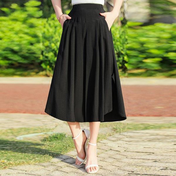 summer plus size wide leg womens pants casual solid color loose korean high waist skirt black, Black;white
summer plus size wide leg womens pants casual solid color loose korean high waist skirt black, Black;white